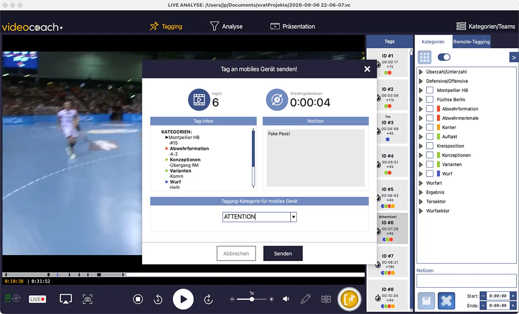 Tagged Clips on Tablet