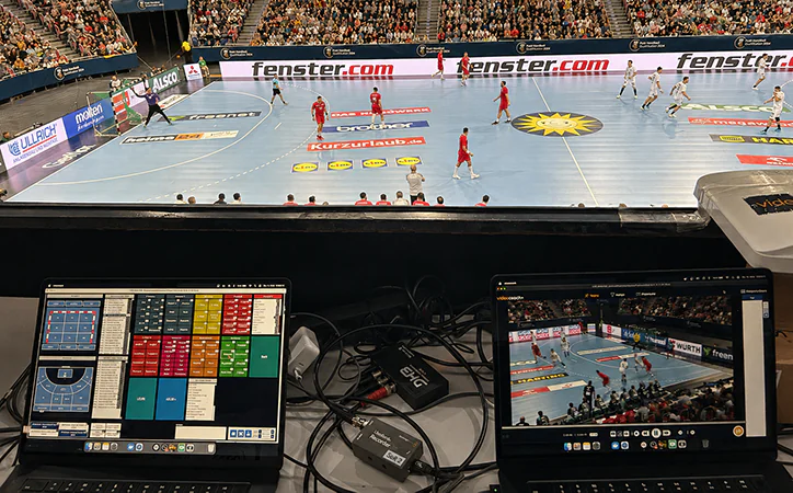 videocoach Live-Tagging-Setup bei einem Handballspiel