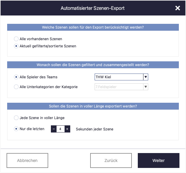 videocoach automatische Wurfbild-Video-Erstellung für Handball